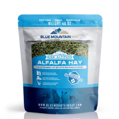front of alfalfa hay for sale pouch